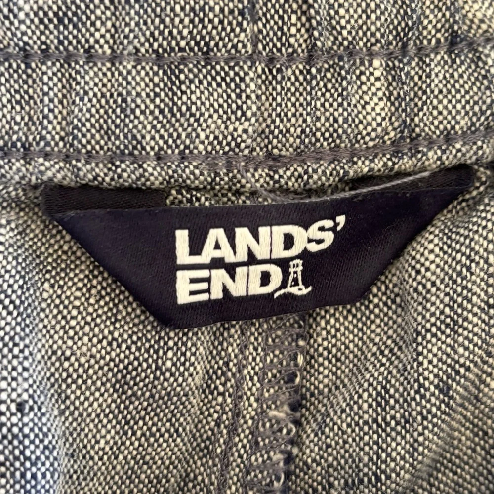Lands End 18W linen chambray blue elastic waistband pull on shorts - Picture 3 of 10
